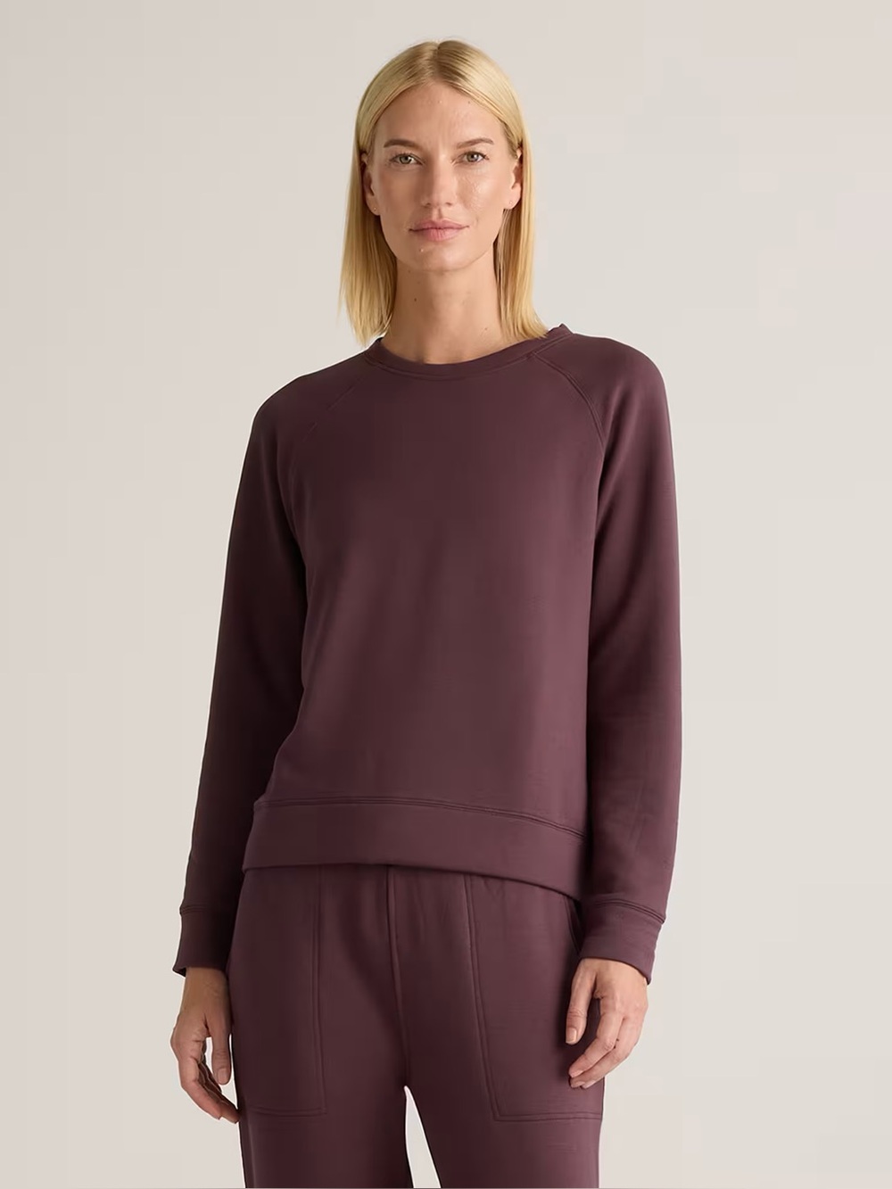 Quince SuperSoft Fleece Crew Sweatshirt Dried Fig - Large